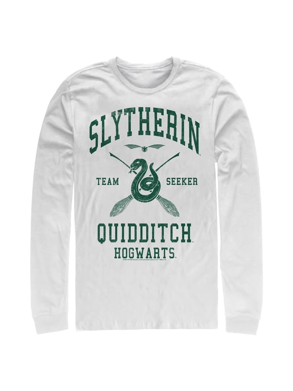 Men's Harry Potter Slytherin Quidditch Team Seeker Long Sleeve Shirt White Small