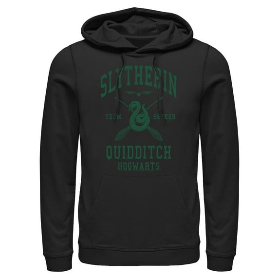Men's Harry Potter Slytherin Quidditch Team Seeker Pull Over Hoodie Black Large