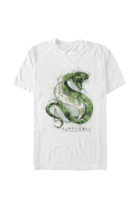 Men's Harry Potter Slytherin Snake Watercolor  Graphic Tee White 2X Large