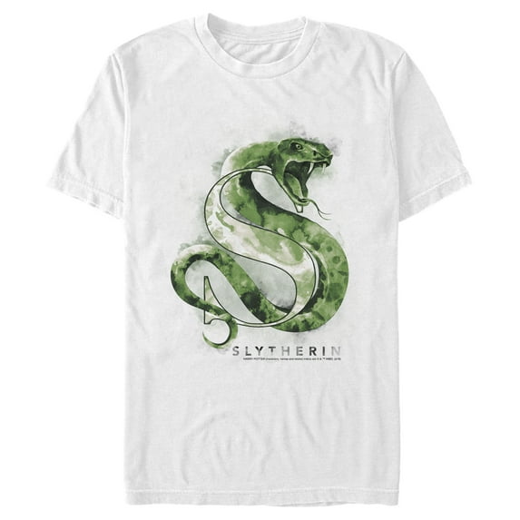 Men's Harry Potter Slytherin Snake Watercolor Graphic Tee White Small