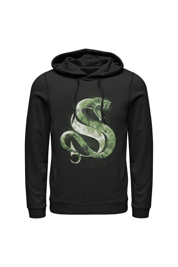 Men's Harry Potter Slytherin Snake Watercolor  Pull Over Hoodie Black Medium