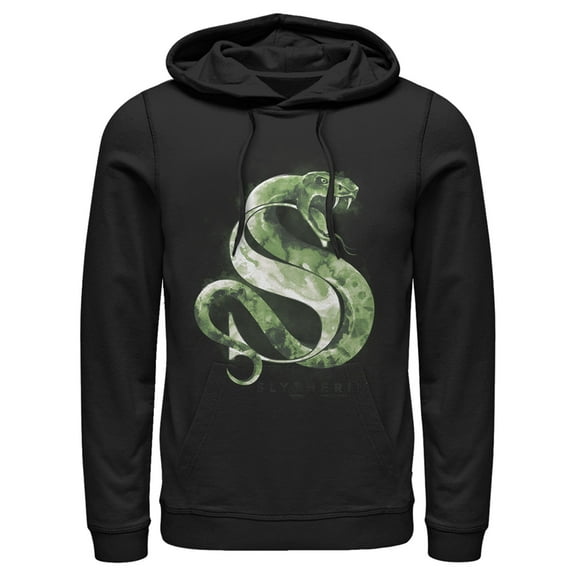 Men's Harry Potter Slytherin Snake Watercolor  Pull Over Hoodie Black Small