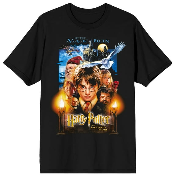 Men's Harry Potter Sorcerer's Stone Movie Poster Black Graphic Tee - XXL