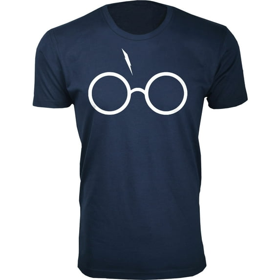 Men's Harry Potter Themed Humor T-Shirts (Potter Glasses - Navy, L)