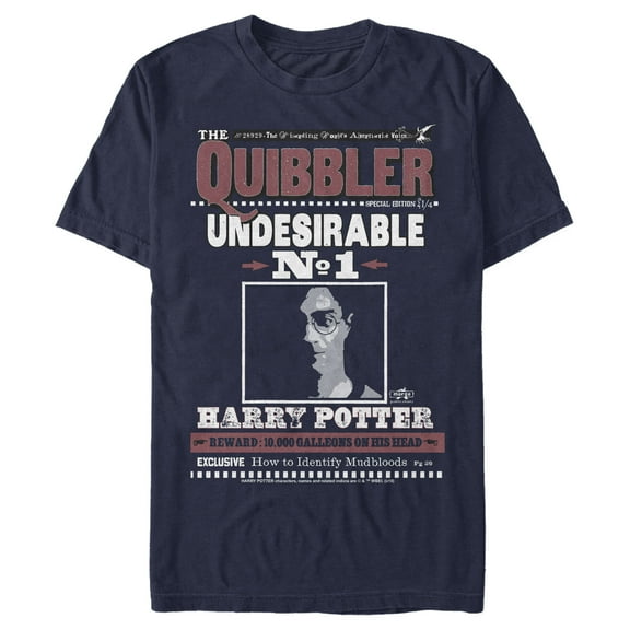 Men's Harry Potter Undesirable No. 1 Quibbler  Graphic Tee Navy Blue 2X Large