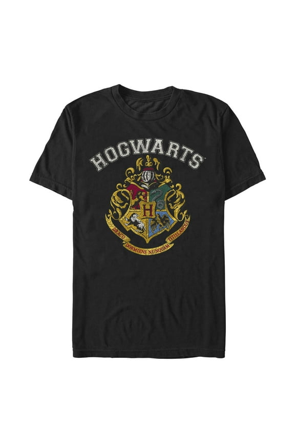 Men's Harry Potter Vintage Hogwarts Crest White Graphic T-Shirt