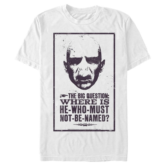 Men's Harry Potter Where is He-Who-Must-Not-Be-Named  Graphic Tee White Large