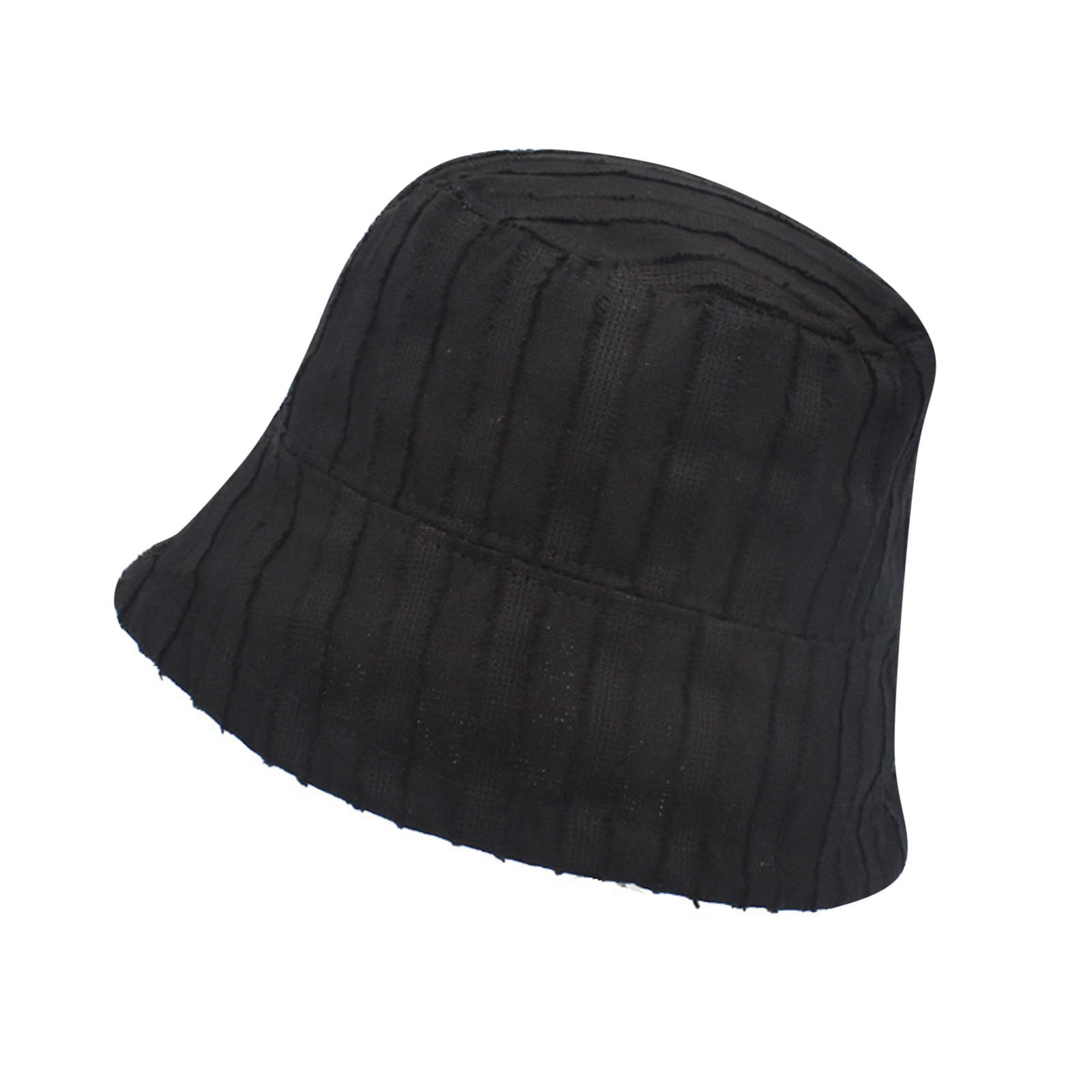 Men's Hat Black Straw Hat Round Striped Fisherman Hat Men And