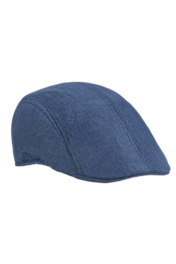 Men's Hat Simple Plain Imitation Linen Beret British Retro Summer Breathable Duckbill Forward Cap for Middle-aged and Elderly