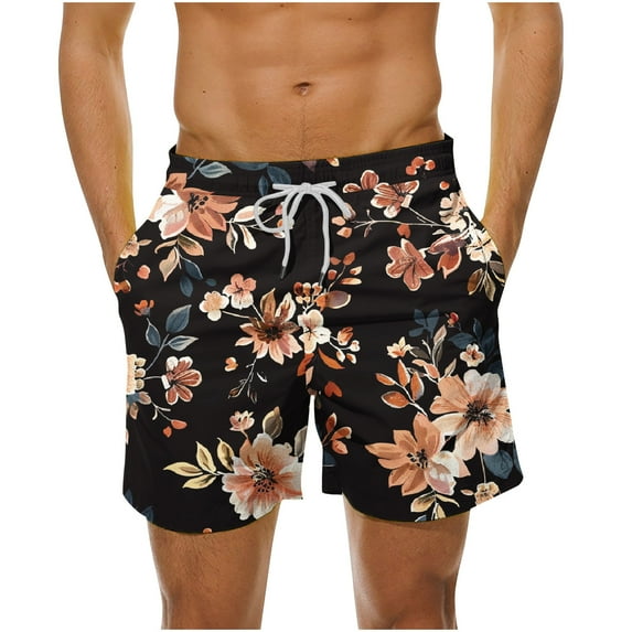Men's Hawaii Beach Shorts Drawstring Elastic High Waist Plus Size Casual Loose Summer Boradshorts Multicolor,M