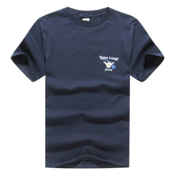 Men's Hawaii Hang Loose Print Crew Neck T Shirt S Navy
