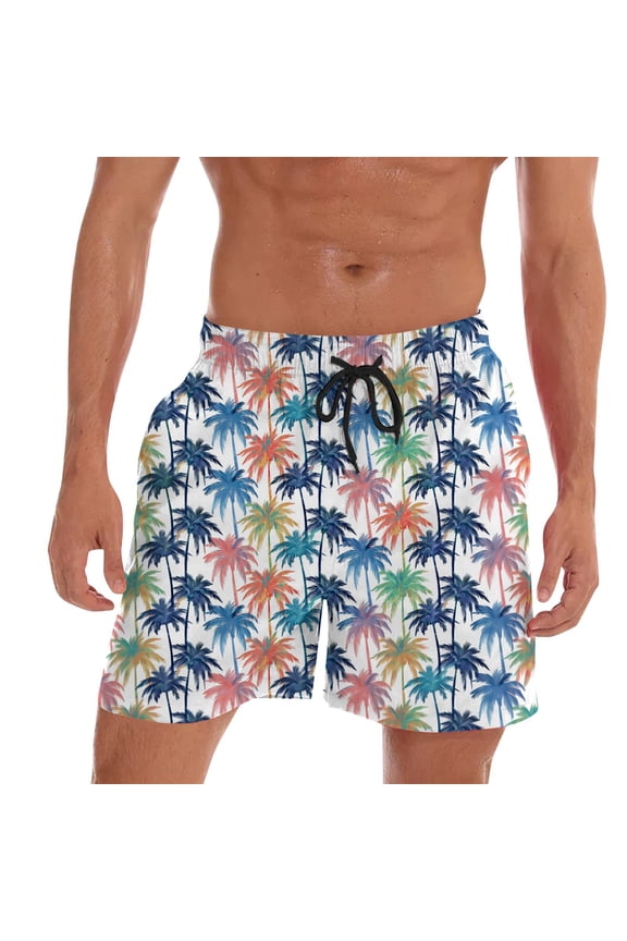 Men's Hawaii Print Beach Shorts Lightweight Swim Trunks for Surfing Swimming Comfortable Casual Summer Shorts