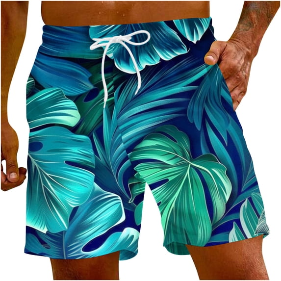 Men's Hawaii Printed Shorts Drawstring Elastic Waist Casual Loose Boardshorts Summer 2024 Fashion Beachwear Multicolor,XXL