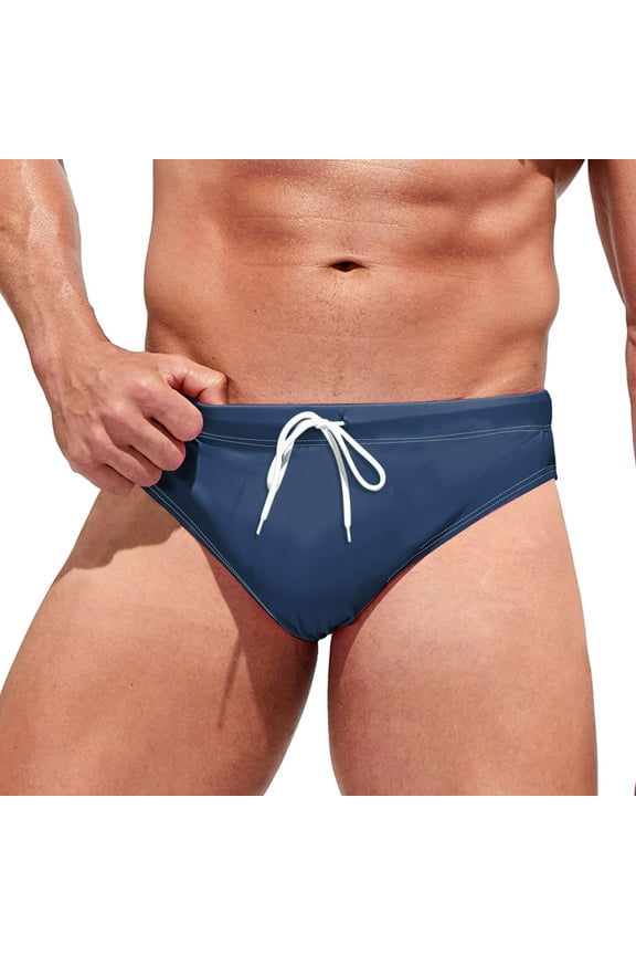 Men's Hawaii Swim Trunks - Soft Comfortable Triangle Swimsuit with Lace-Up, Polyester Spandex Beachwear