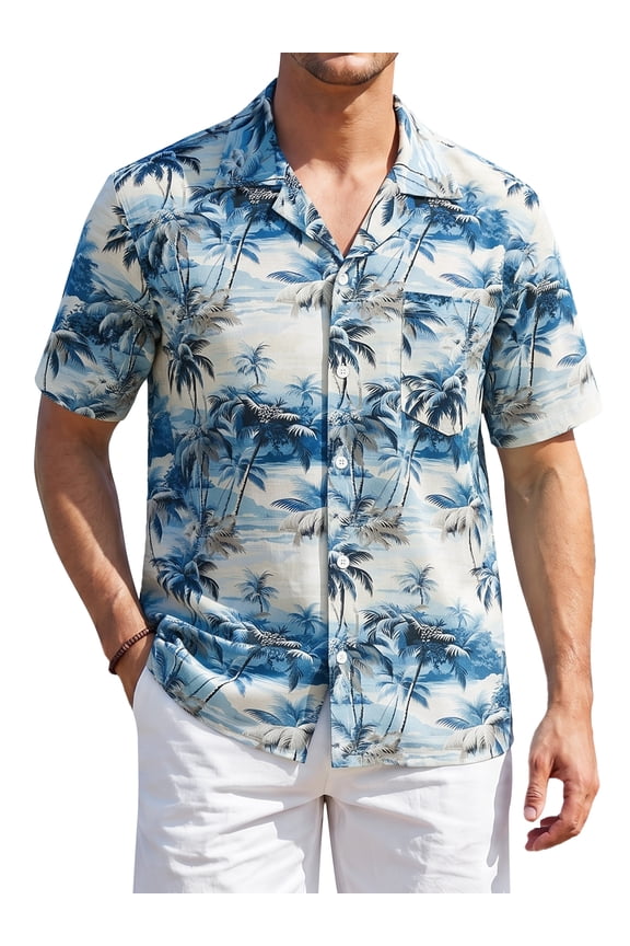 Men's Hawaiian Shirt Short Sleeve Button Down Shirts Summer Tropical Holiday Beach Vacation Shirts M