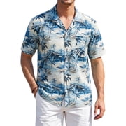 Mens Hawaiian Shirt Short Sleeve Button Down Shirts Summer Tropical Holiday Beach Vacation Shirts 2XL