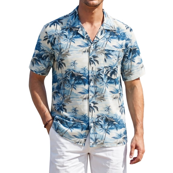 Men's Hawaiian Shirt Short Sleeve Button Down Shirts Summer Tropical Holiday Beach Vacation Shirts 2XL
