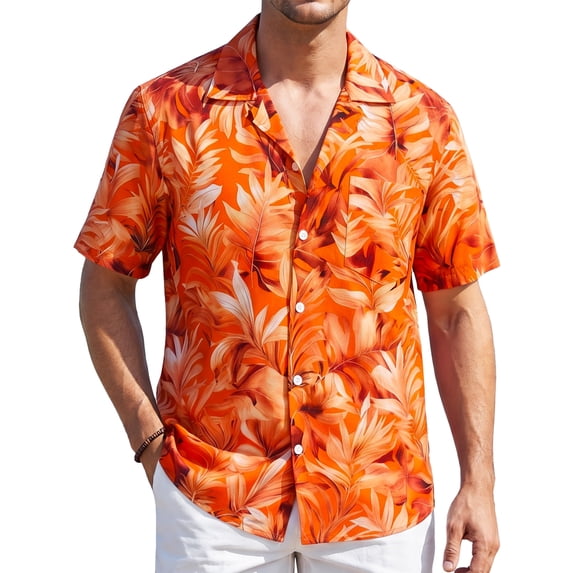 Hawaiian Shirt for Men Short Sleeve Casual Button Down Shirts Summer Cuban Collar Aloha Beach Shirt XL