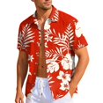 thumbnail image 1 of Men's Hawaiian Floral Shirts Casual Tropical Beach Funky Shirt ort Sleeve Button Down Shirts Tropical Floral Shirts Red XXXL, 1 of 4