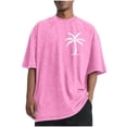thumbnail image 1 of Men's Hawaiian Graphic Tee - Palm Print Vintage T-Shirt | Oversized Beach Vacation Top 2025, 1 of 9