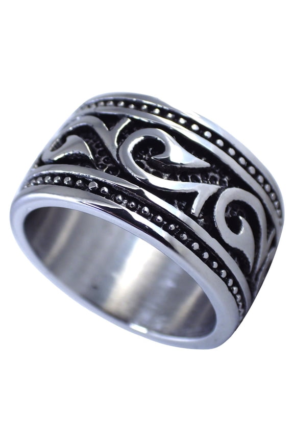Men's Hawaiian Makau Tribal Hook Stainless Steel Ring - Metal Hei Matau