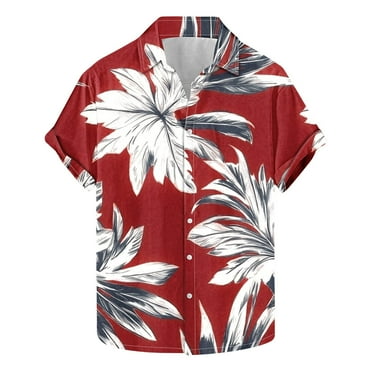 ZQUUVOU Men's Hawaiian Print Short Sleeve Shirt Vacation Resort Wear Beachwear Collar Summer Beach Shirts B-Multicolor