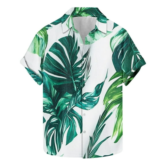 ZQUUVOU Men's Hawaiian Print Short Sleeve Shirt Vacation Resort Wear Beachwear Collar Summer Beach Shirts E-Multicolor