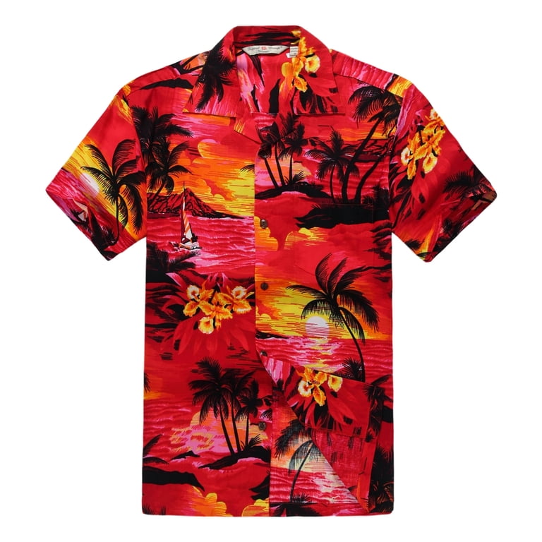 Men's Hawaiian Shirt Aloha Shirt XS Sunset Red - Walmart.com
