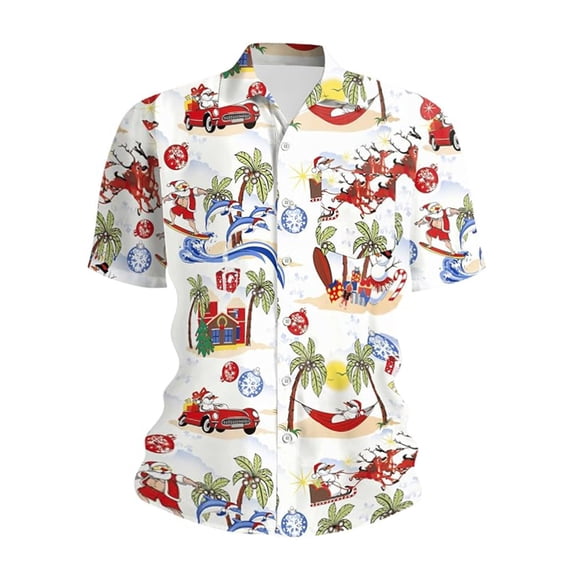 Men's Hawaiian Shirt Button Down Short Sleeve Shirts Casual Short Sleeve Printed Shirt Tops