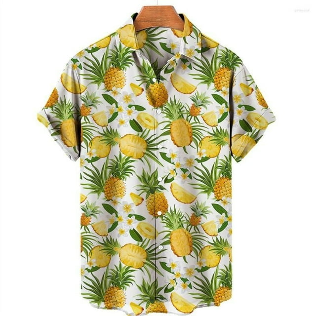Men's Hawaiian Shirt For Men Tropical 3d Printed Plants Floral Short ...