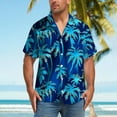 thumbnail image 1 of Men's Hawaiian Shirt Funky Blue Beach Printed Tropical Beach Shirt Casual Button Down Short Sleeve Floral Shirts Tops, 1 of 7