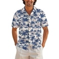 thumbnail image 1 of Men's Hawaiian Shirt Funny Print Short Sleeve Floral Button Down Shirts Tropical Holiday Beach Shirts Blue XXXXL, 1 of 4