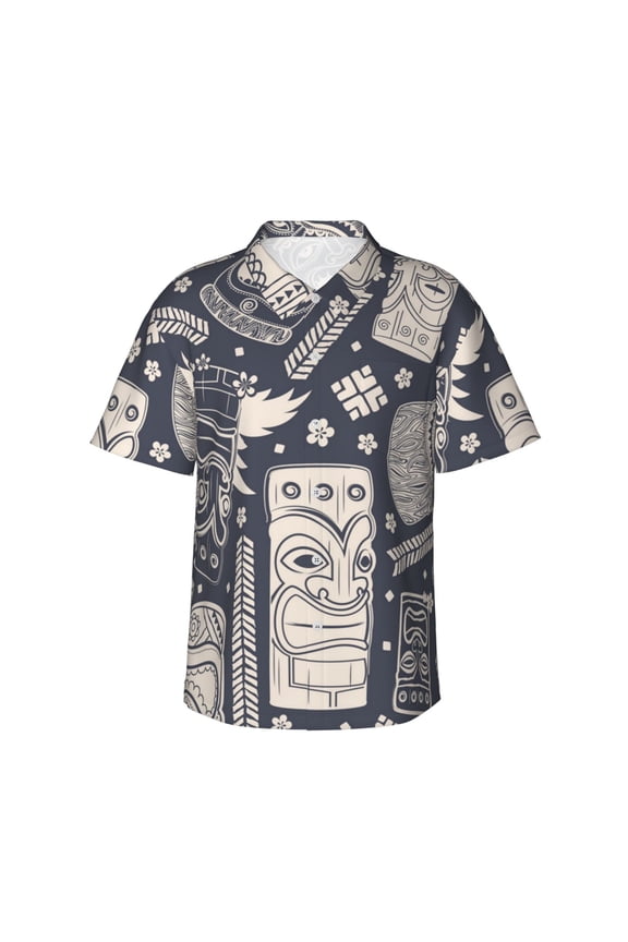 Men's Hawaiian Shirt Short Sleeve Breathable Button Down Beach Tops, Vintage Tiki Vintage Hawaii