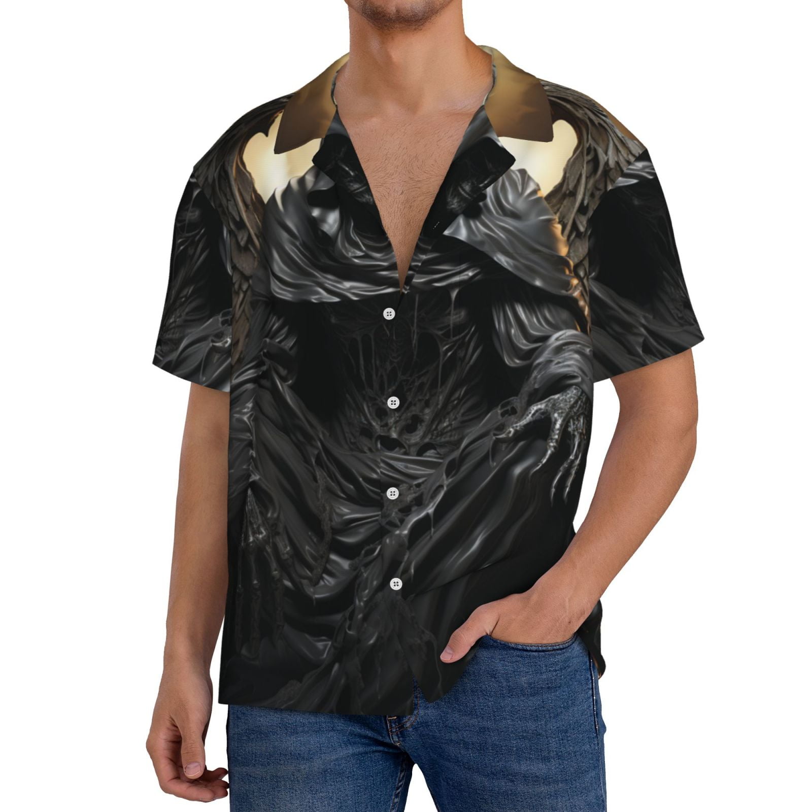 Tropical Hawaiian Skull Men's Short Sleeve Shirt