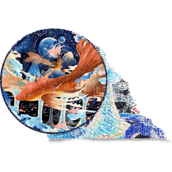 Men's Hawaiian Shirt Short Sleeve Button-down 100% Cotton Blue Aloha The Enchanted World Of The Big Fish