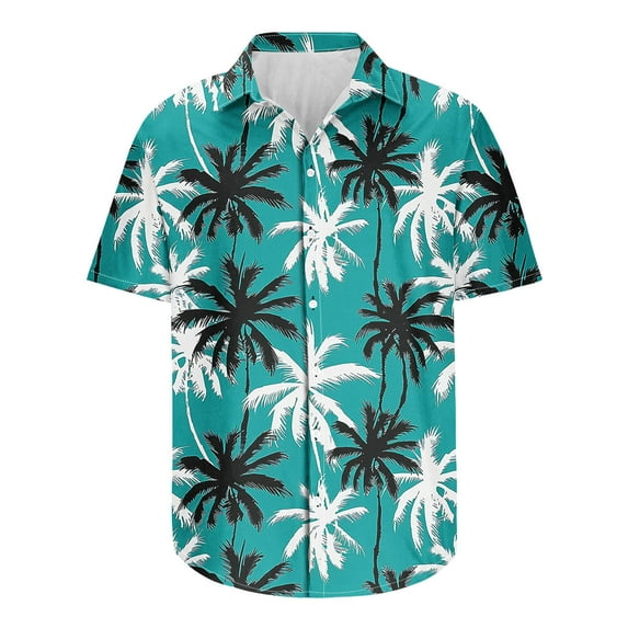 Men's Hawaiian Shirt Short Sleeve Tropical Vacation Button Down Summer Tropical Beach Floral Palm Shirts Hawaii Party S-5XL