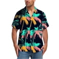 thumbnail image 1 of Men's Hawaiian Shirt Tropical Vacation Beach Palm Short Sleeve Shirts Button Down Turndown Collar Blouse Shirt, 1 of 6