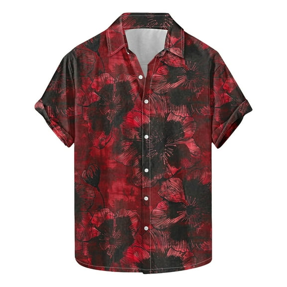 ZQUUVOU Men's Hawaiian Shirt With Mature Floral Pattern Short Sleeve Resort Casual Beachwear Collar Summer Beach Shirts C-Multicolor