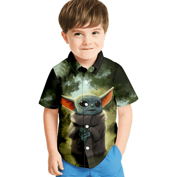 Men's Hawaiian Shirt Yoda Printed Graceful Big And Tall Tropical Shirts for Men for Teenagers Beach Party