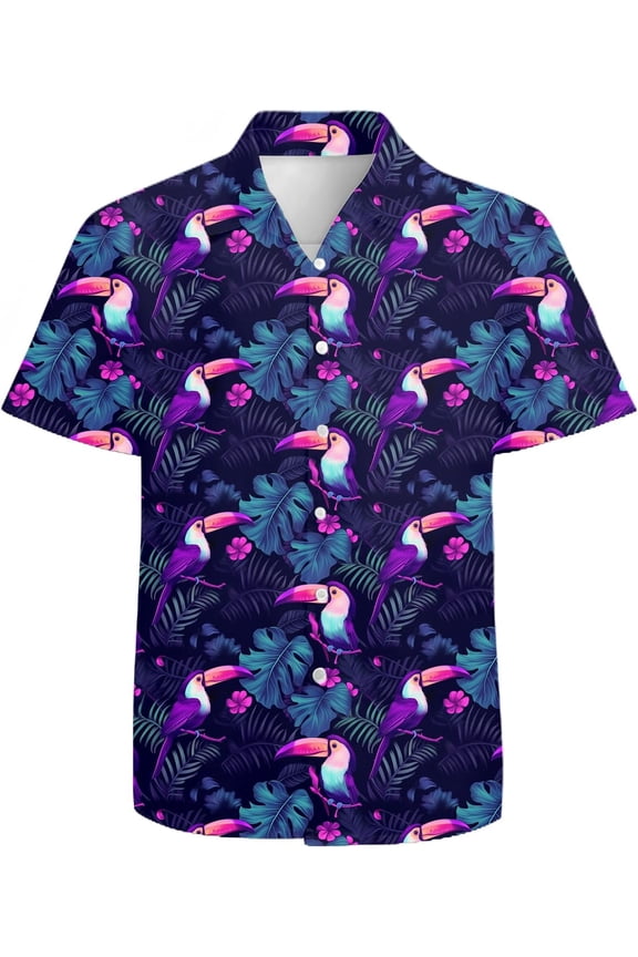 Men's Hawaiian Shirts 3D Graphic Button Down Short Sleeve Tropical Holiday Beach Aloha Shirt