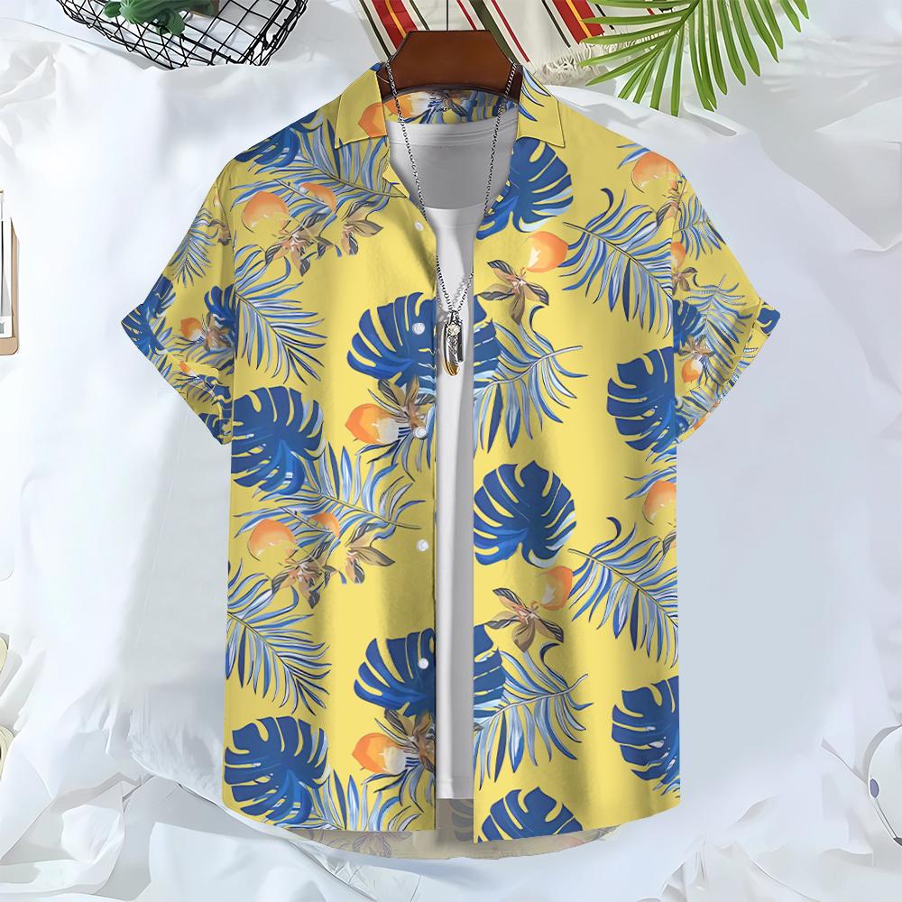 saferido       Mens Printed Camisa Masculina Summer Hawaiian Blouse Men Vintage Shirts Short Sleeve Lapel Camisa Casual Buttons Blusas