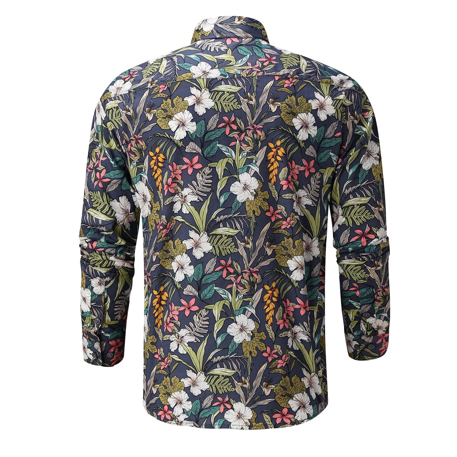 Men's Hawaiian Shirts Button Down Fashion Casual Spring Summer Long