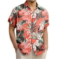 thumbnail image 1 of Men's Hawaiian Shirts Button up Short Sleeve Plus Size S-5XL Loose Casual Summer Tops Beach Fashion Clothes (4XL, Pink #B), 1 of 5