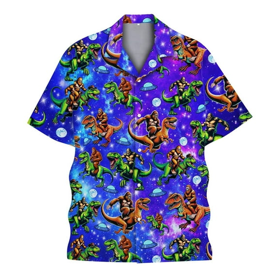 Men's Hawaiian Shirts Lightweight Short Sleeve Funny Print Button Up Shirt Turndown Collar Relalxed Fit Men Shirts Graphic Dark Purple XXXL