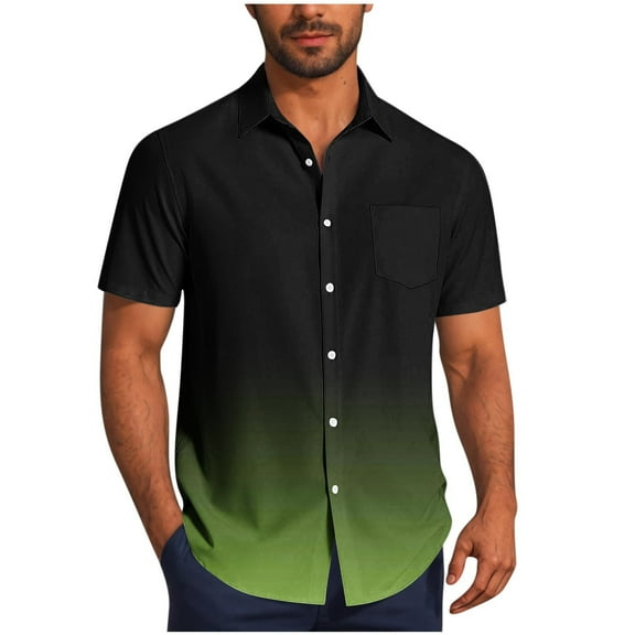Men's Hawaiian Shirts Short Sleeve Beach Tropical Button-Down Shirt for Men Army Green S