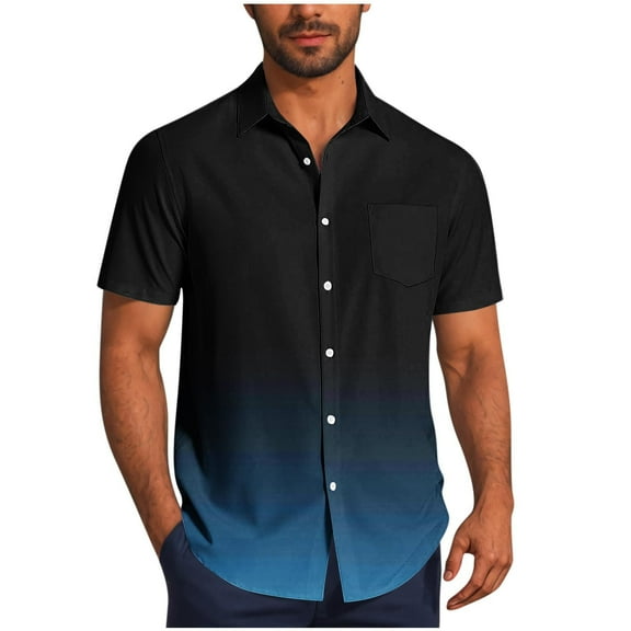 Men's Hawaiian Shirts Short Sleeve Beach Tropical Button-Down Shirt for Men Navy S