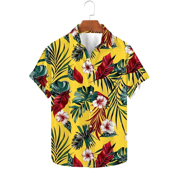 Men's Hawaiian Shirts Short Sleeve Big And Tall Pocket Under $10 Fashion Casual Floral Print Shirt Lapel Shirt Top Blouse