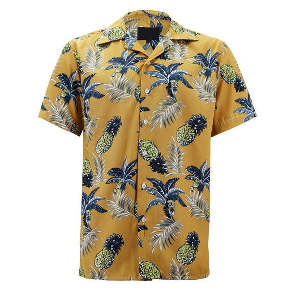 Men's Hawaiian Tropical Luau Aloha Beach Party Button Up Casual Dress Shirt (#7, 4XL)