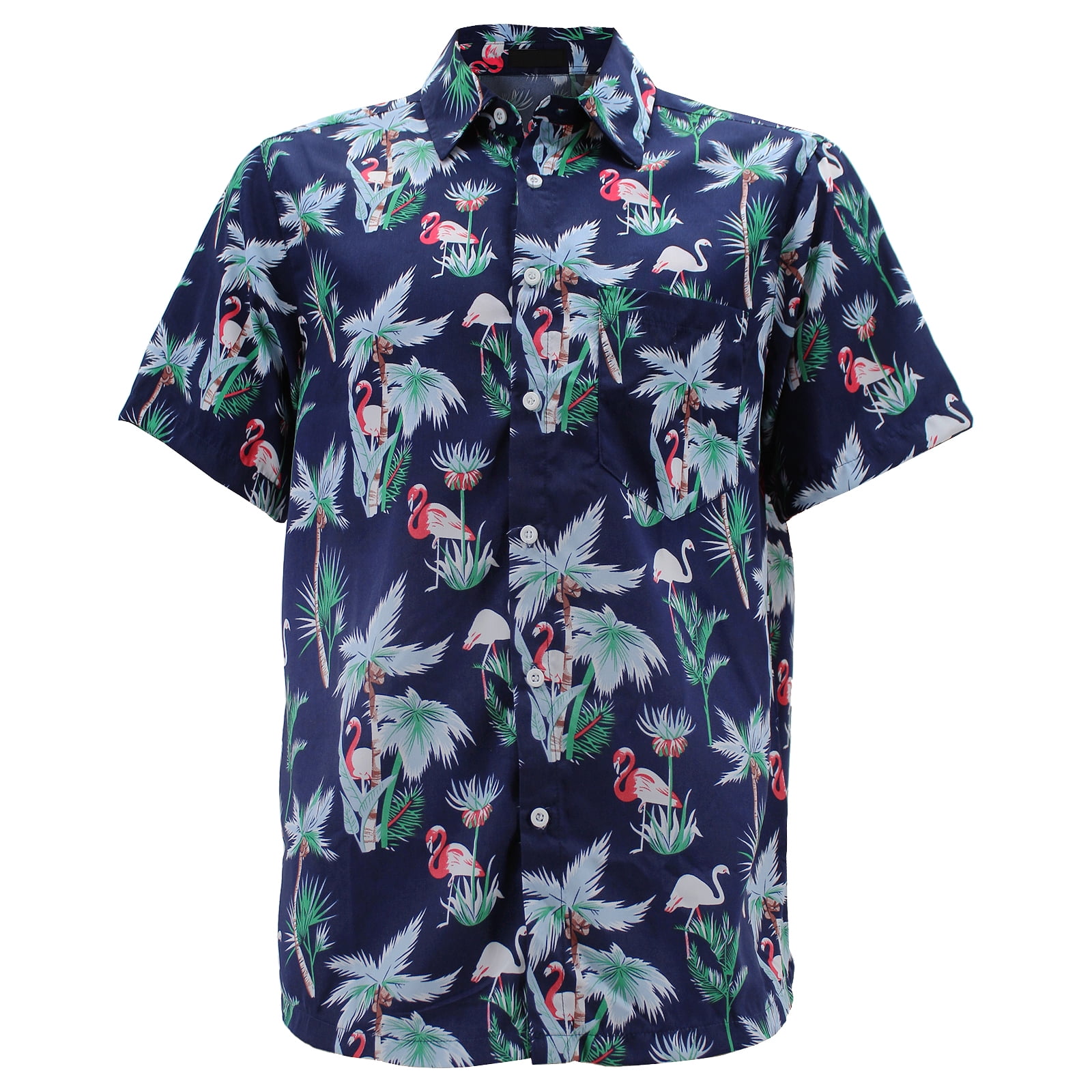 Men's Hawaiian Tropical Luau Aloha Beach Party Button Up Casual Dress ...