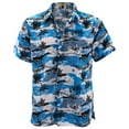 thumbnail image 1 of Men's Hawaiian Tropical Luau Aloha Beach Party Button Up Casual Dress Shirt (Royal Blue Surf, 2XL), 1 of 4